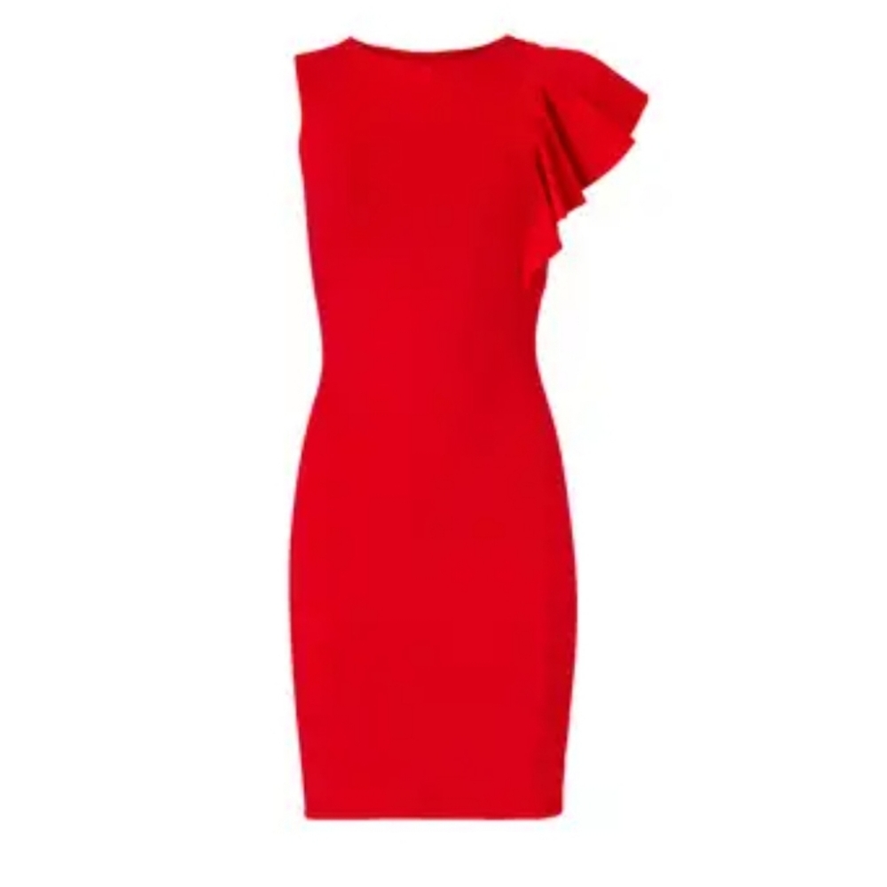 Susana Monaco Red Ruffle Sheath dress size 6